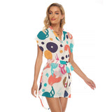 Melody Muse Women's Classic Wrap Dress with Stand-up Collar | Casual Style