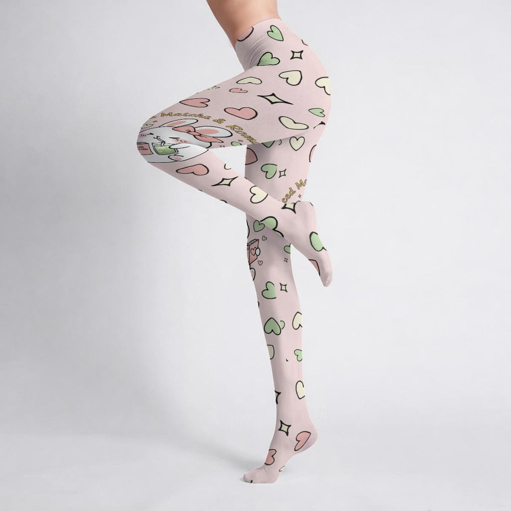 Cute Heart Print Tights – Pastel Bunny Slim Fit Stockings