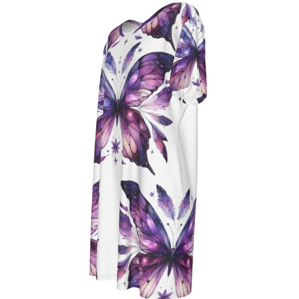 Purple Butterfly T-Shirt Dress – Fairycore Casual Summer Dress