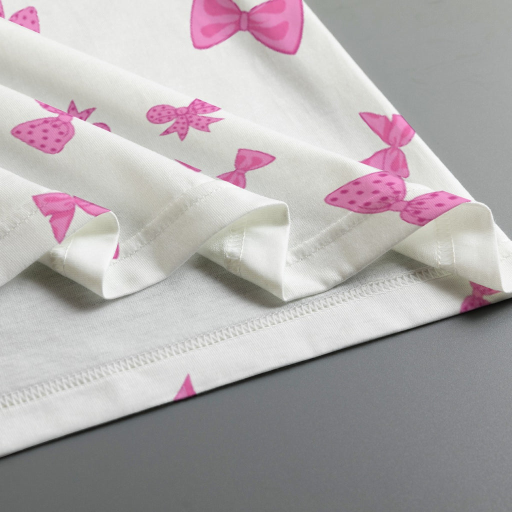 Pink Bow Raglan T-Shirt – Soft Short Sleeve Jersey Top