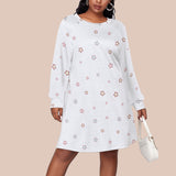 Kawaii Heaven Plus Size Star Print Long Sleeve Raglan Dress - Cozy Comfortable Women's Dress