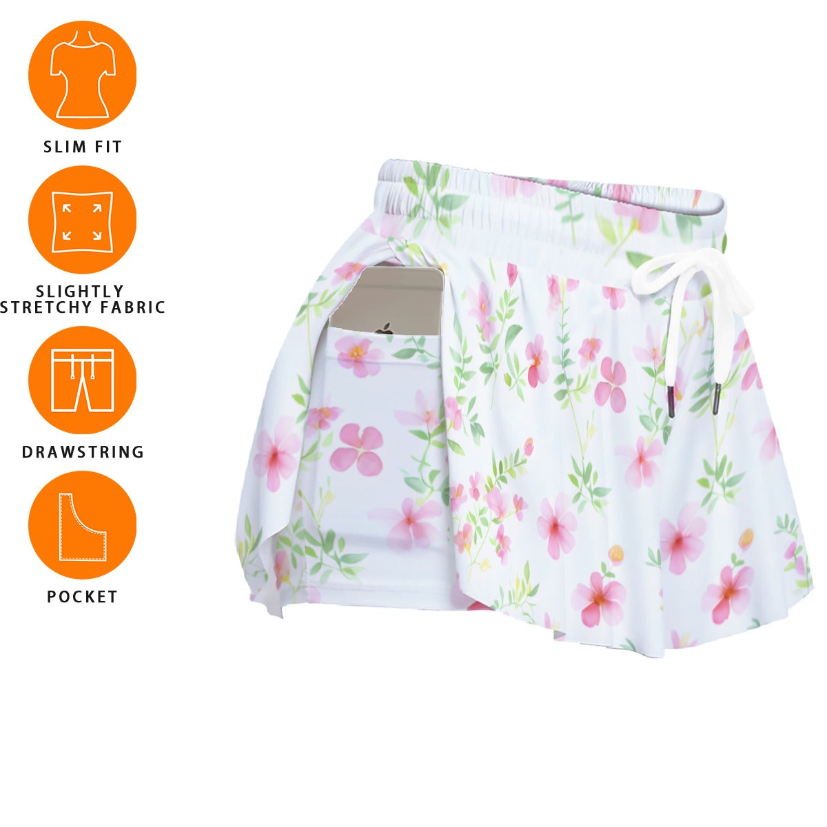 Floral Skort with Pockets – High Waisted Summer Skirt Shorts