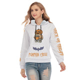 Kawaii Heaven Halloween Pumpkin Print Slim Fit Women's Hoodie with Adjustable Hood and Front Pocket