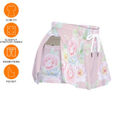 Pink Floral Sports Skort – Women’s Rose Print Active Skirt with Shorts
