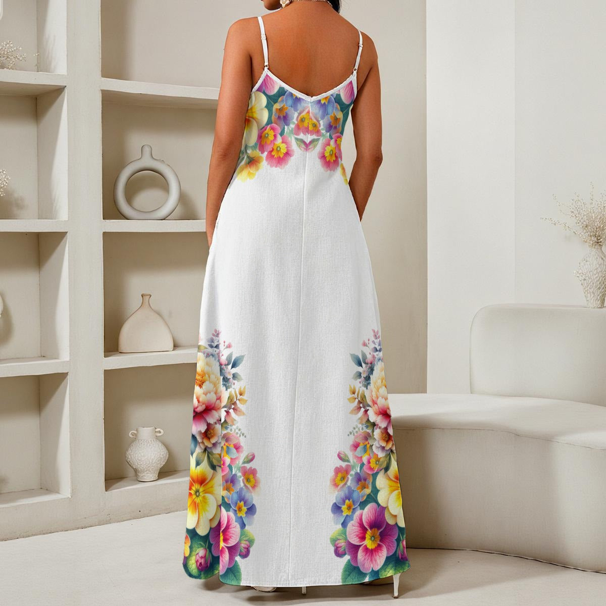 spaghetti strap summer dress Butterfly Floral Maxi Dress – Colorful Spaghetti Strap Summer Dress –  Kawaii Heaven