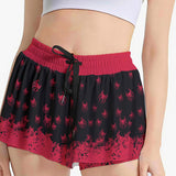 Kawaii Heaven Women's Red Spider Print Sport Skorts with Side Pockets