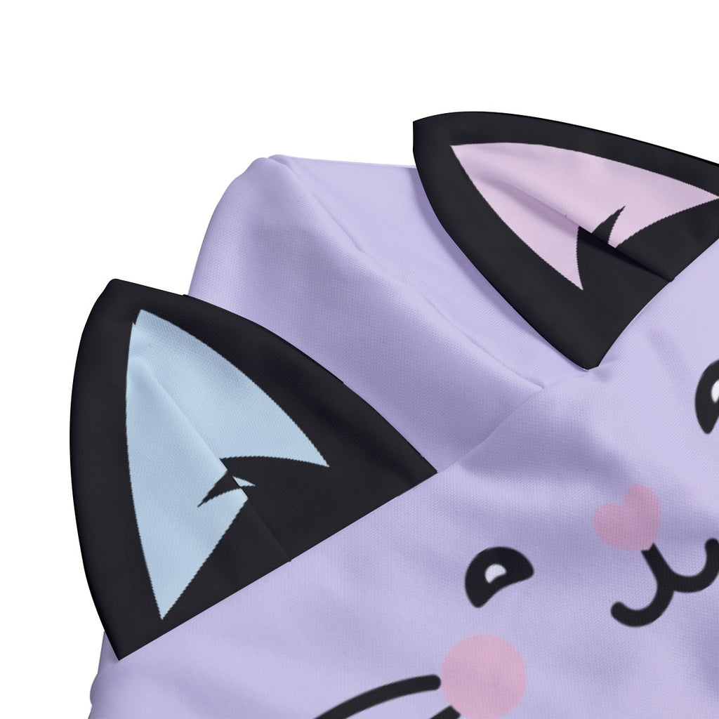 Kawaii Heaven Unisex Zip Up Hoodie with Cat Ears Pastel Skeleton Print