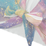 Pastel Galaxy Mesh Tie Front Top – Sheer Bell Sleeve Blouse