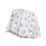 Pastel Heart Print Skort – Women’s Kawaii Sports Skirt with Pockets