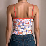 Floral Slim Cami Top – Stretchy Summer Tank with Daisy Print