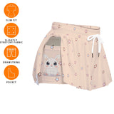Kawaii Bunny Print Skort with Pocket - Cute Rabbit Star Athletic Skirt Shorts for Women