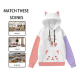 Cute Kawaii Boba Kitty Women's Hoodie with Decorative Cat Ears & Bubble Tea Vibes