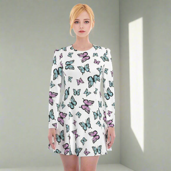 Kawaii Heaven Women's Irish Butterfly Dream Long Sleeve Skater Dress