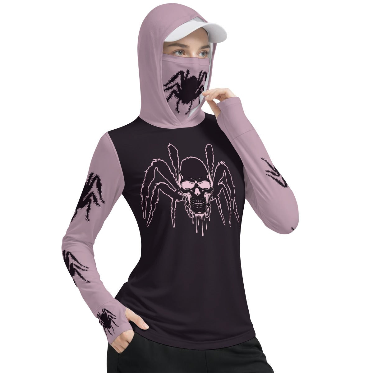 Gothic Spider Skull UPF 50+ Sun Hoodie