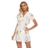 Sunlit Blossom Wrap Dress with Stand-up Collar for Women | Casual Style