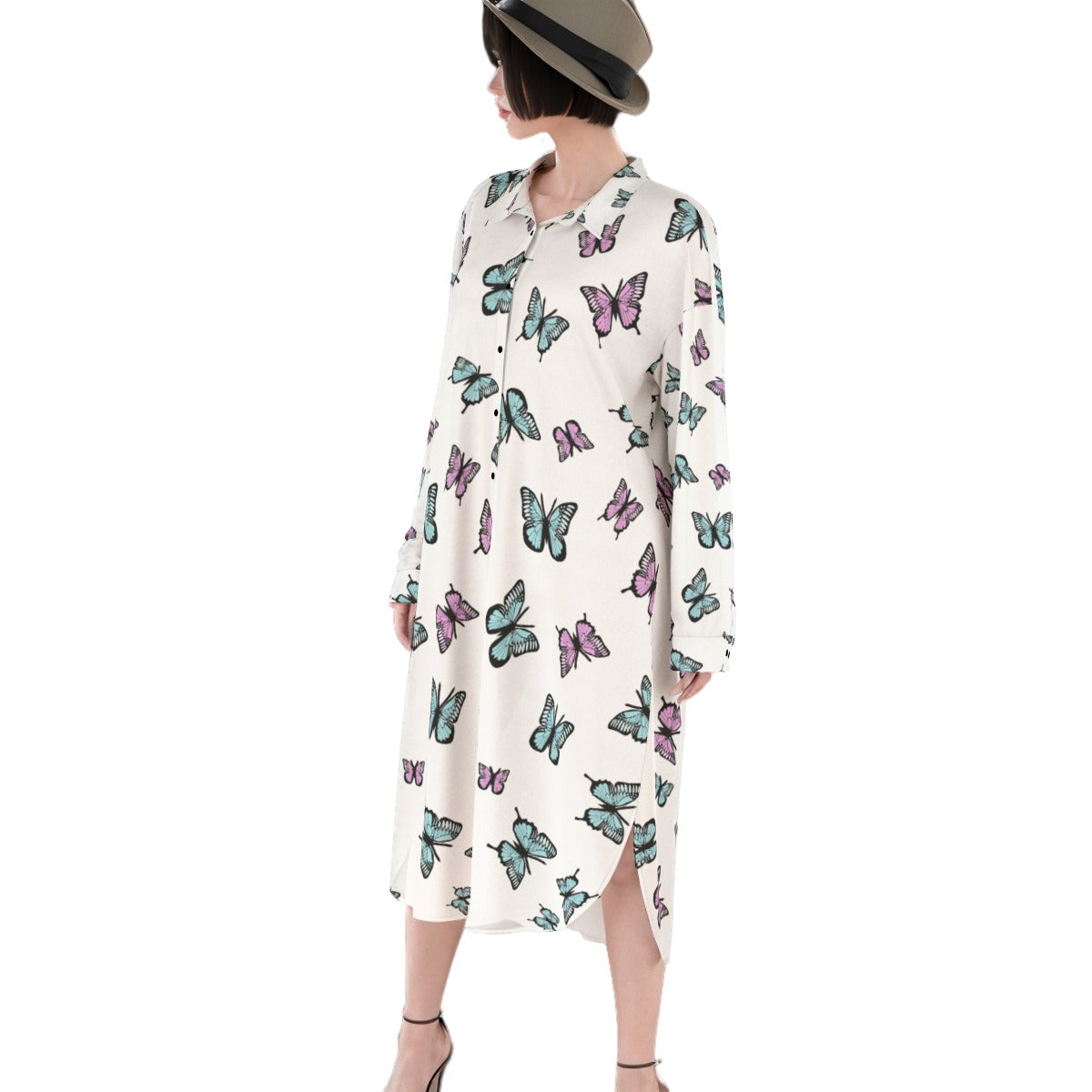 Pastel Butterfly Maxi Shirt Dress | Kawaii Heaven