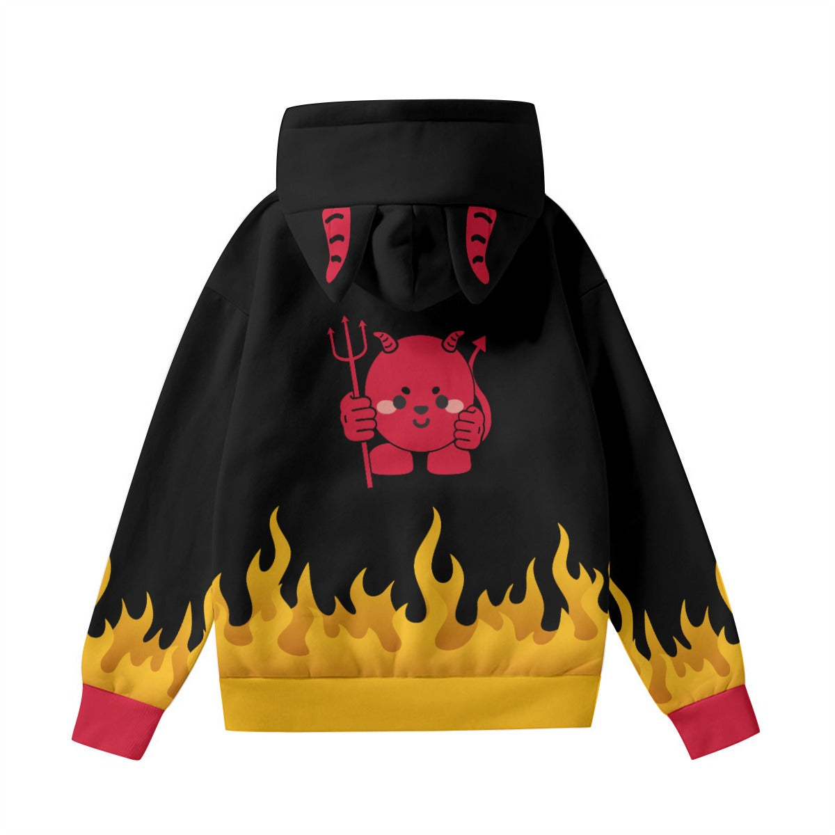Kawaii Devil Flame Women's Hoodie with Cat Ears - Fashionable Streetwear