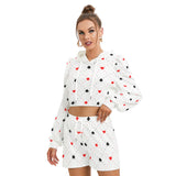 Kawaii Heaven Women's Queen of Hearts Brush Back Micro Fleece Hoodie & Shorts Set