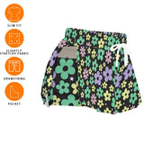 Kawaii Heaven Women's Retro Bloom Skorts with 70s Flower Power Vibes