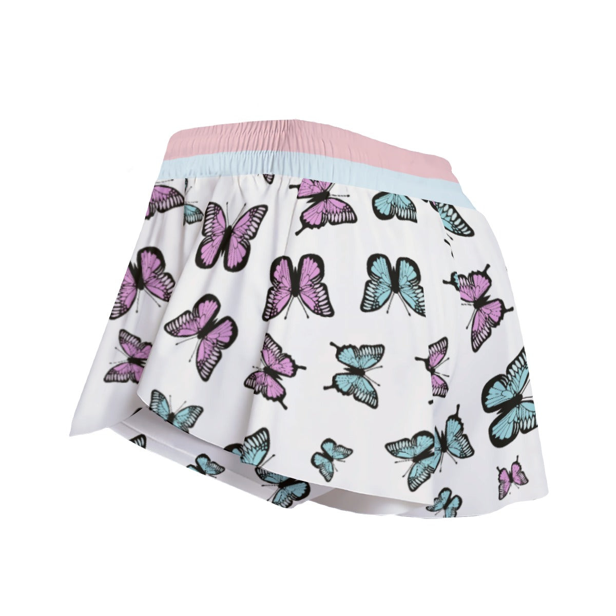 Kawaii Heaven Women's Pastel Butterfly Print Sport Skorts with Pockets