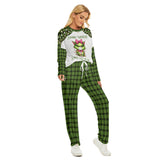 Funny Christmas Pajama Set – “Merry Whatever / Santa Can’t Fix This” Green Plaid Loungewear