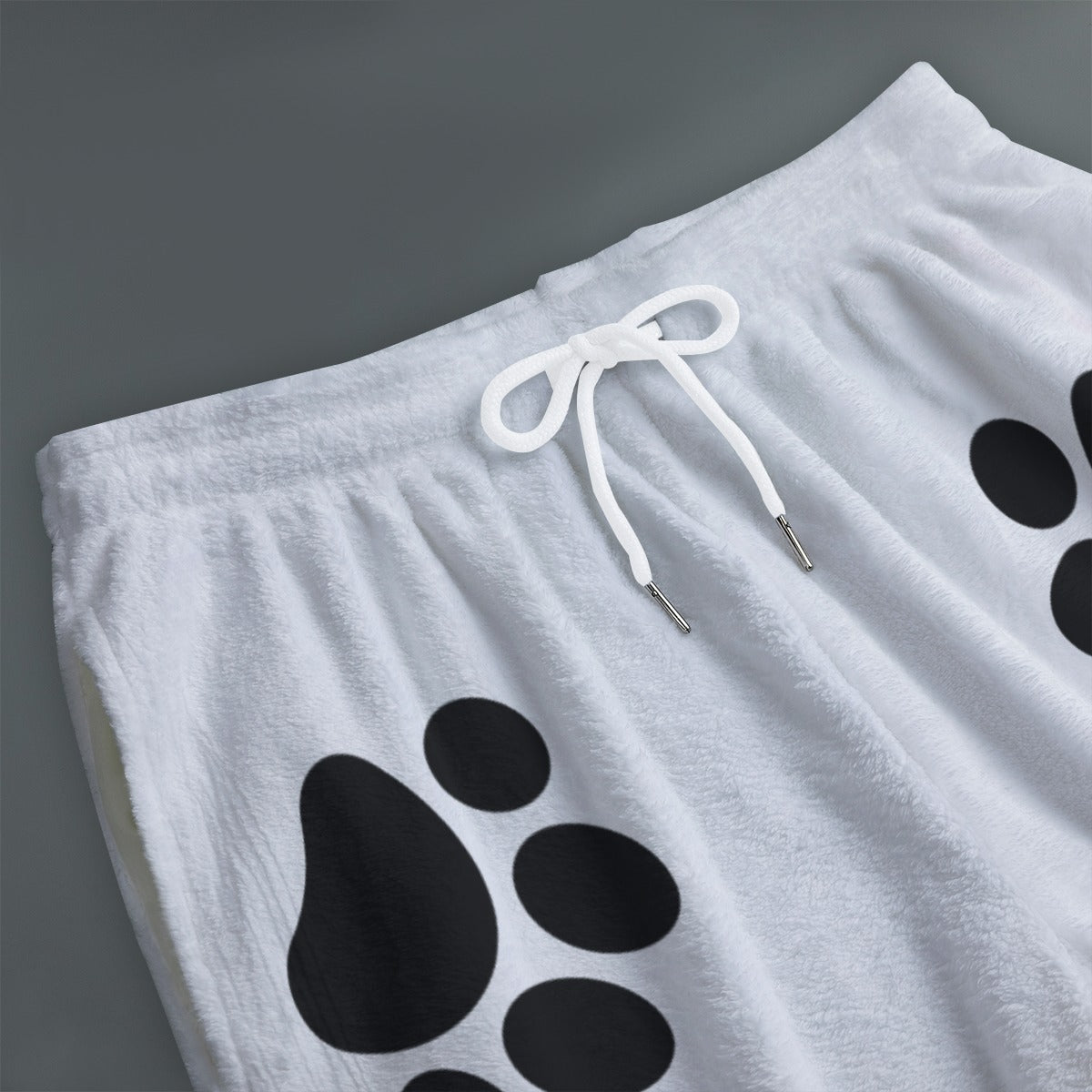 Cute Black Cat Fleece Joggers – Kawaii Paw Print Lounge Pants