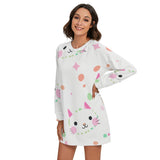 Kawaii Cat Polka Dot Women's Round Neck Raglan Sleeve Sweater