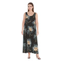 Kawaii Heaven Women's Elegant Floral Black Sleeveless Rayon Maxi Dress