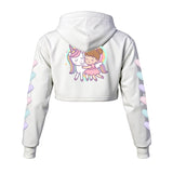 Kawaii Heaven Cute Unicorn and Girl Cropped Hoodie - Pastel Women's Fleece Hoodie