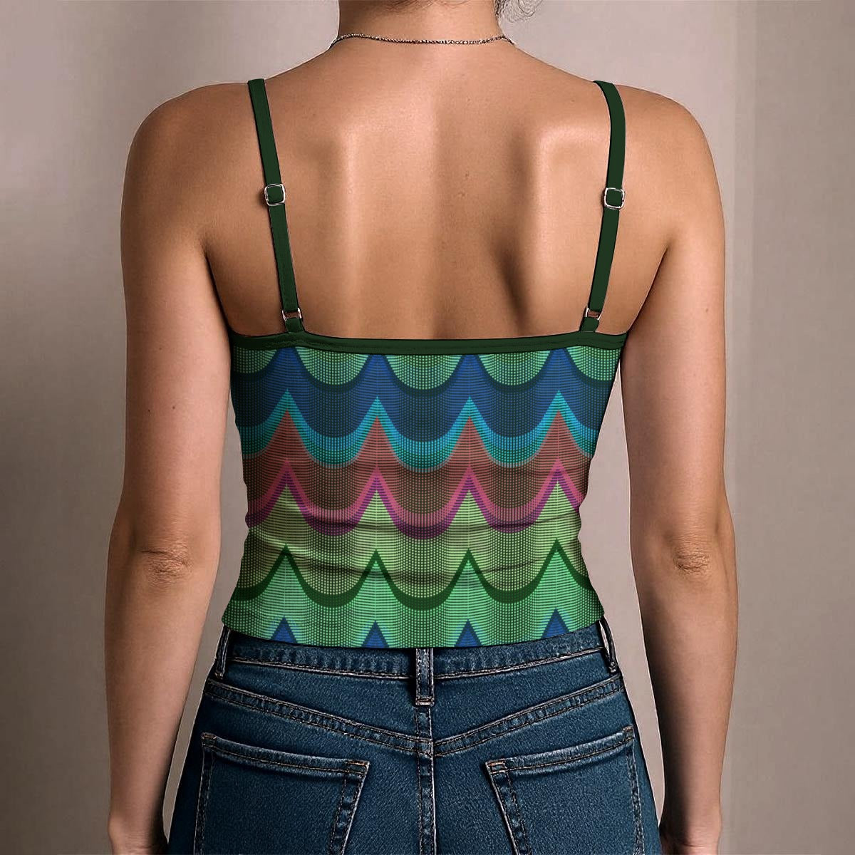 Colorful Retro Scallop Cami Top