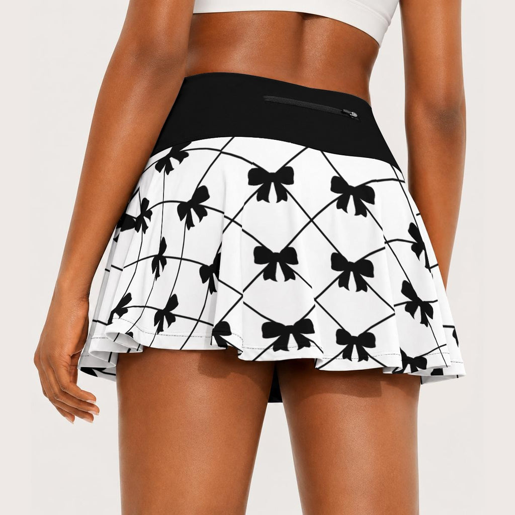 Black Bow Pleated Tennis Skort