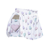 Pastel Heart Print Skort – Women’s Kawaii Sports Skirt with Pockets