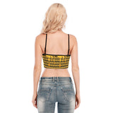 Bee Honeycomb Crop Cami Top - Kawaii Y2K Spaghetti Strap Tank for Women