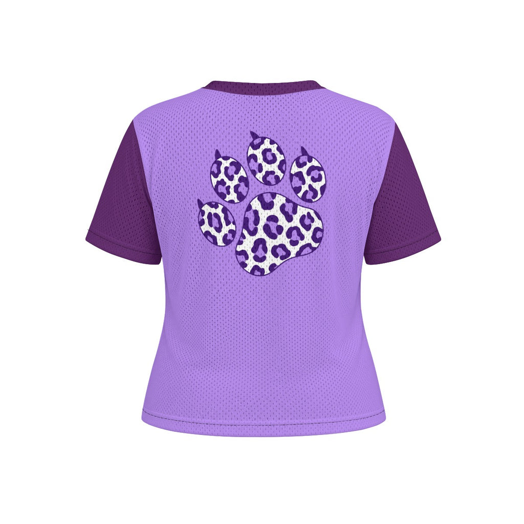 Purple Leopard Portrait Mesh T-Shirt