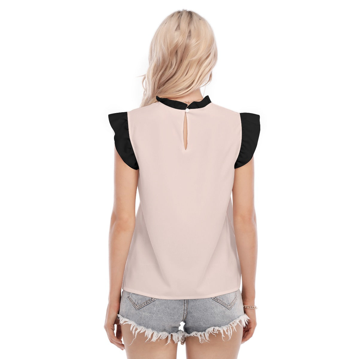 Kawaii Heaven Women's Cute Panda Graphic Ruffle Sleeve Blouse - Pink