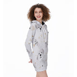 Kawaii Heaven Women's Long Puppy Star Hoodie Dress with Kangaroo Pocket