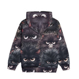 Dark Cat Zip Hoodie with Ears – Full Zip Graphic Jacket