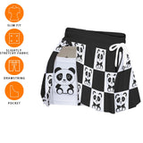 Kawaii Heaven Women's Panda Chessboard Pocket Skorts with Microfiber Fabric