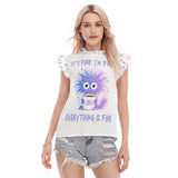 Funny Coffee Monster Women’s Blouse with Ruffle Details