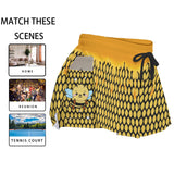 Women's Bee Honeycomb Print Sport Skort with Pockets - Soft Microfiber Active Skort