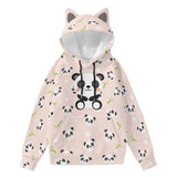 Kawaii Panda Hoodie with Ears - Cute Animal Pullover Sweatshirt for Women