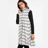 High Neck Long Sleeve Winter Dress with Festive Lights Print