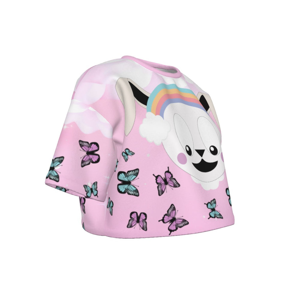 Pastel Rainbow Bunny Butterfly Crop Top | 190GSM Cotton