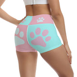 Kawaii Cat Print Women’s Yoga Shorts – Pastel Workout Activewear