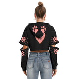 GRRR Me Cropped Hoodie – Kawaii Paw Print Fleece Lined Hoodie