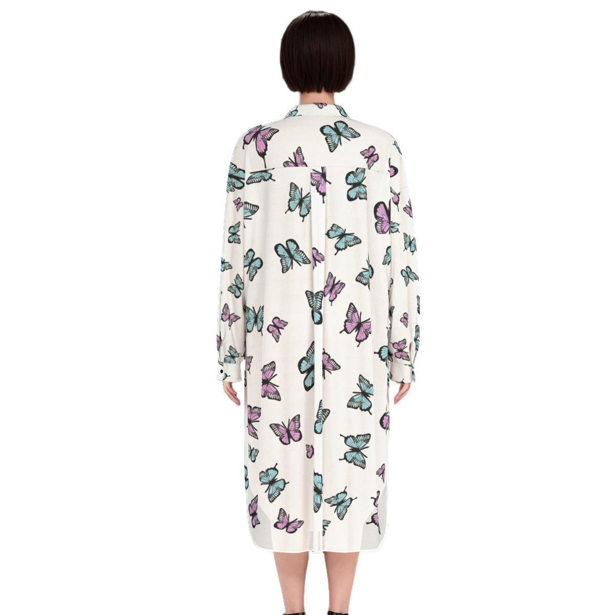 Pastel Butterfly Maxi Shirt Dress | Kawaii Heaven