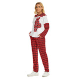 Santa Print Christmas Pajama Set – Women’s Red Plaid Holiday Loungewear