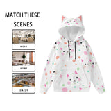 Kawaii Cat Face Hoodie with Ears - Cute Girls' Pullover Sweatshirt