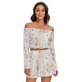 Kawaii Heaven Women's Off-Shoulder Pastel Pet Parade Top & Skirt Set