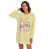 Kawaii Heaven Bunny & Bear Love Women's Round Neck Raglan Sleeve Sweater